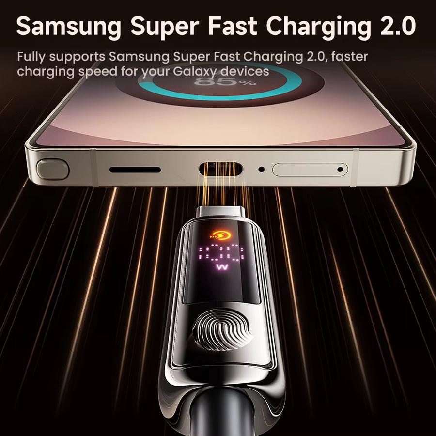 Toocki USB-C zu USB-C Ladekabel mit 100W Leistung, Digital Display und Zinklegierung, Farbe: Schwarz - Bild 3