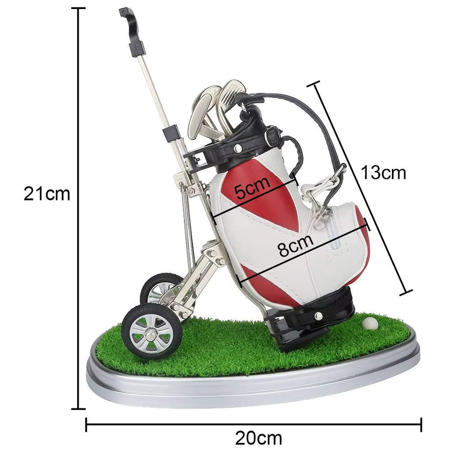 Golf Stifthalter aus Leder mit ovaler Grasbasis in Rot - Bild 3