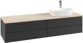 V&B Antao Waschtischunterschrank mit Frontstruktur und LED-Beleuchtung, Blau, B/T: 160 x 50 cm - Bild 1