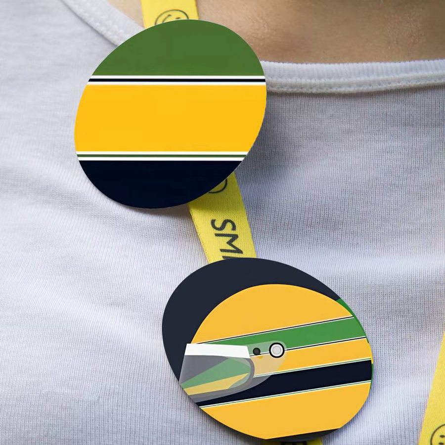 Brosche A-Ayrton S-Senna F1 Snap-in Pins Cartoon-Figur, rund, Unisex - Bild 3