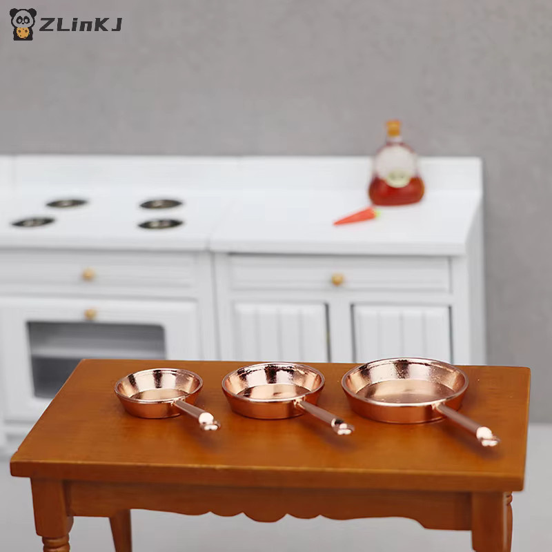 MYPANDA Puppenhaus Miniatur Kochgeschirr, 3-teiliges Set, Metall, Gold, Bunt / Mehrfarbig - Bild 2
