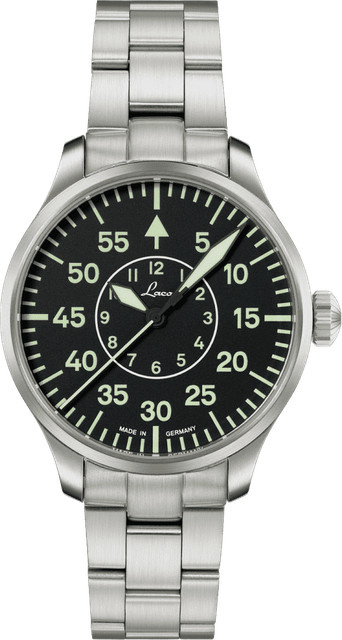 Fliegeruhr BASIS Aachen, Automatik, Edelstahl, 39 mm, Schwarz - Bild 1