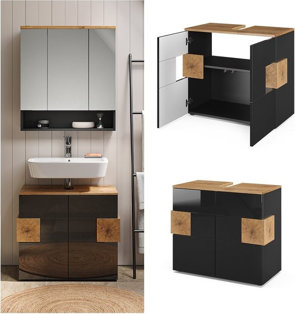 Vicco Waschtischunterschrank Eden mit 2 Türen in Anthrazit, B/T/H: 73,1 x 64,0 x 37,0 cm - Bild 1