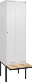C+P Spind Classic PLUS Garderobenschrank mit Sitzbank, 2 Abteile, Zylinderschloss, 3 Garderobenhaken, B/T/H: 212,0 x 60,0 x 81,5 cm - Bild 1