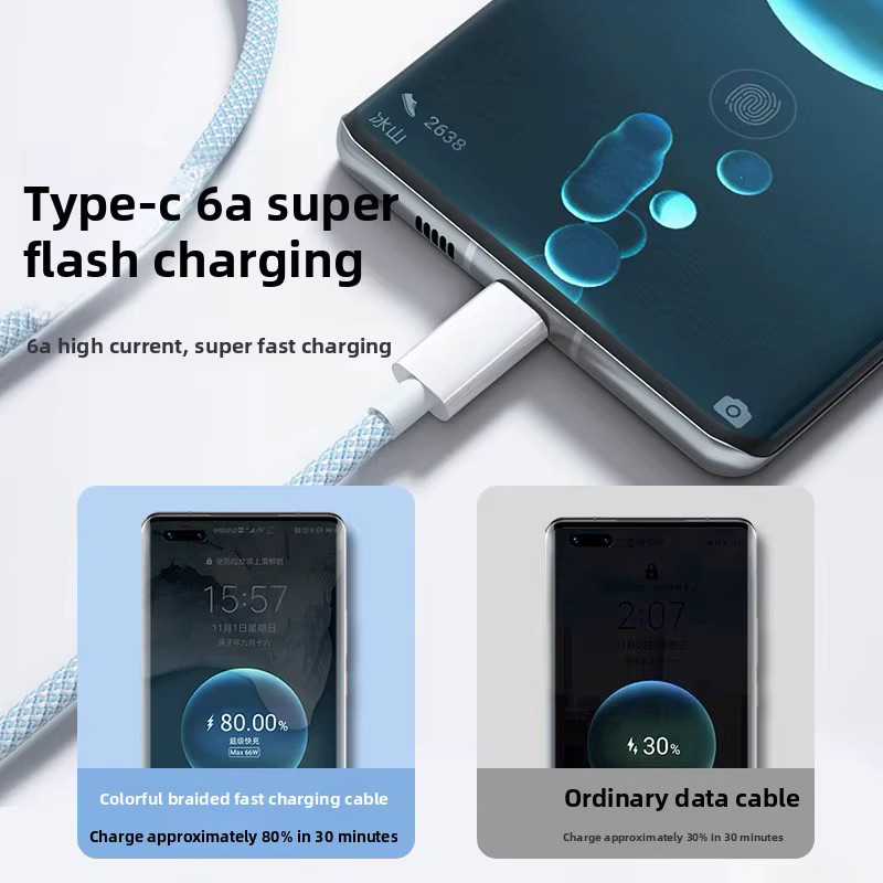 Tragbares 3-in-1 Multifunktions-Autoladekabel in Blau mit Schnellladefunktion und geflochtenem Design, Länge: 1,2 m, kompatibel mit Apple, Android und Typ-C - Bild 2