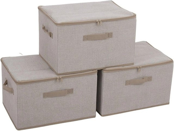 Sekey Aufbewahrungsbox mit Deckel aus Vliesstoff, faltbare Stoffboxen für Kleidung und Schrank, B/T/H: 40 x 30 x 25 cm, Anthrazit oder Beige