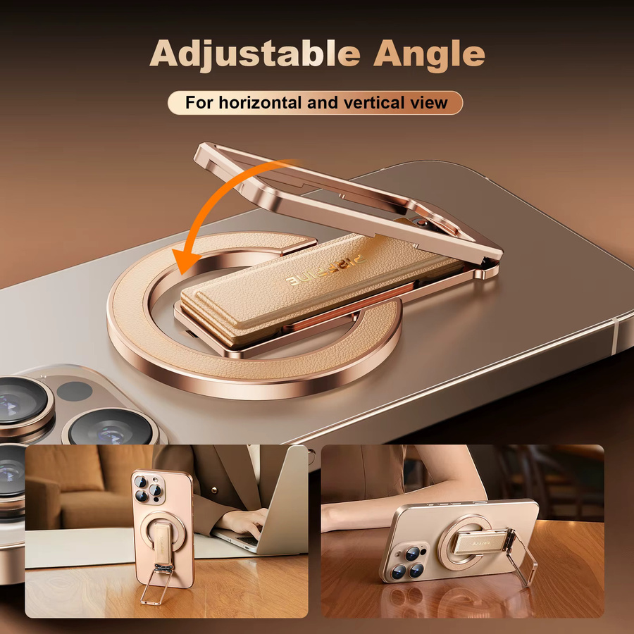 Oatsbasf Magnetischer Handygriff Elegant Vibe in Gold, Winkelverstellbarer Handy-Ringhalter und Fingerringständer für iPhone, Samsung und Google - Bild 4
