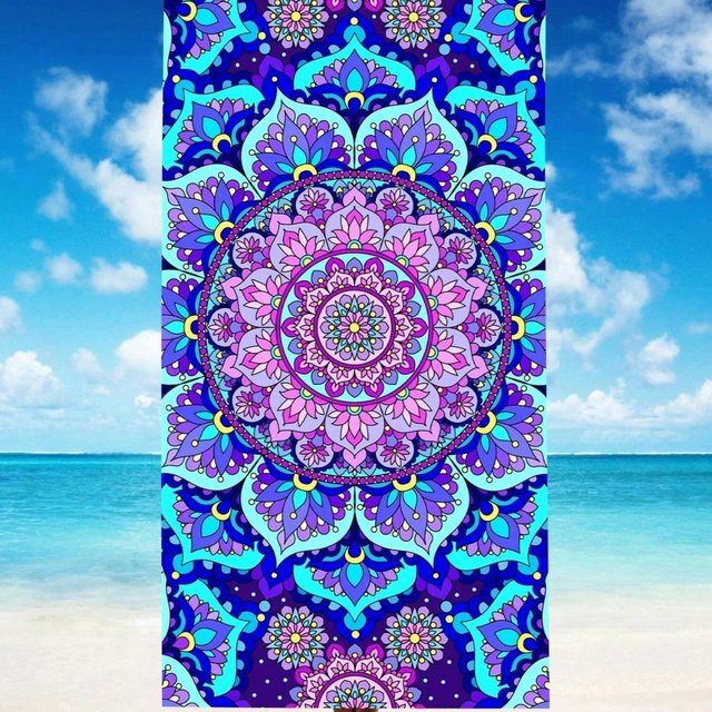 Saugfähiges und schnell trocknendes Strandtuch im Boho-Design mit Grafikprint, Mehrfarbig - Bild 1