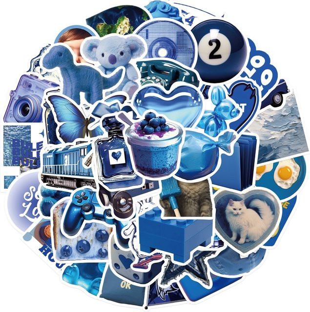 50 Stück Wasserdichte Graffiti Aufkleber im INS Stil in Dunkelblau von BulingBulingStickers Shop - Bild 1