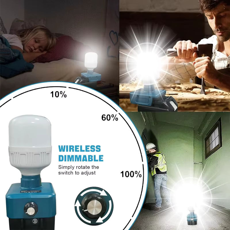 Makita kabellose LED-Flutlampe für 18 V Li-Ionen-Akkus, weiße Notfall- und Campinglampe für Innen- und Außenbereich mit kühlem weißem Licht - Bild 4