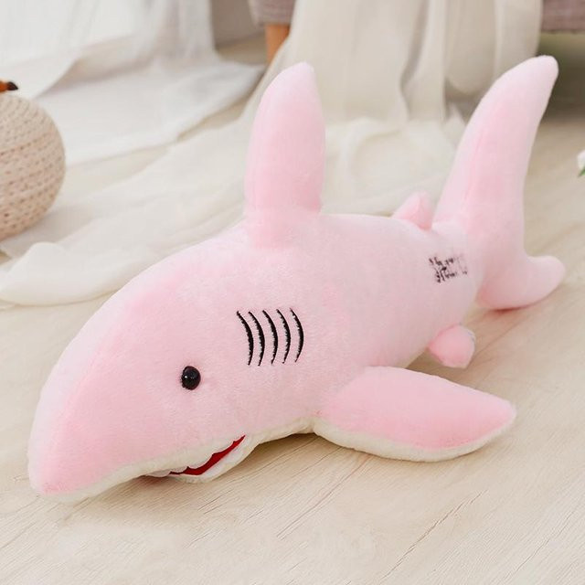 Yiran Health & Beauty Haifischkissen Plüschtier, Rosa Grau, 45-50cm - Bild 1