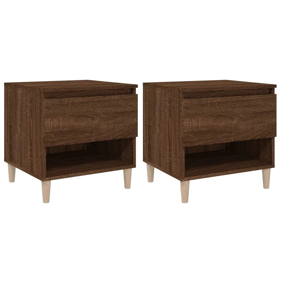 vidaXL Nachttische 2er Set Braun Eichen-Optik aus Holzwerkstoff B/T/H: 50 x 46 x 50 cm - Bild 2