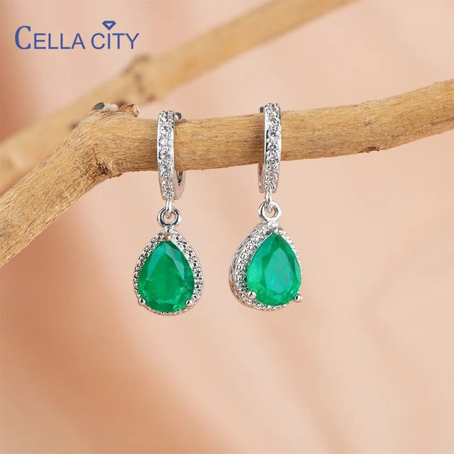 Cellacity Tropfen-Ohrringe, 925 Silber, Turmalin, Zirkonia, Damen - Bild 1
