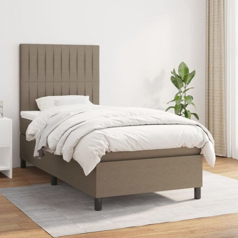 Vidaxl Boxspringbett mit Matratze in Taupe Meliert aus Stoff, B/T: 80 x 200 cm - Bild 1
