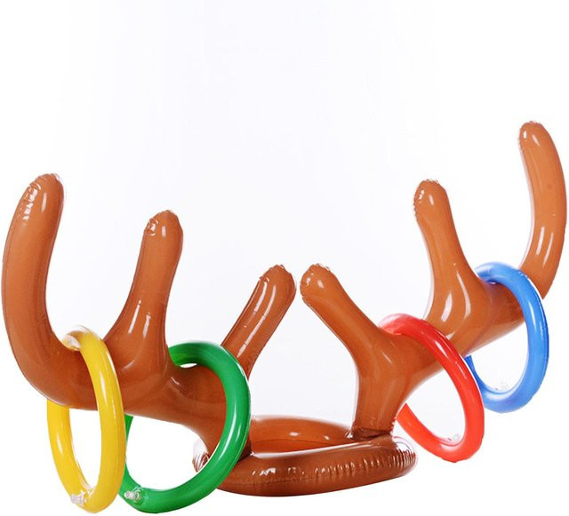 TOMTOP JMS Aufblasbares Rentier-Geweih-Ringwurfspiel, bunt - Bild 1