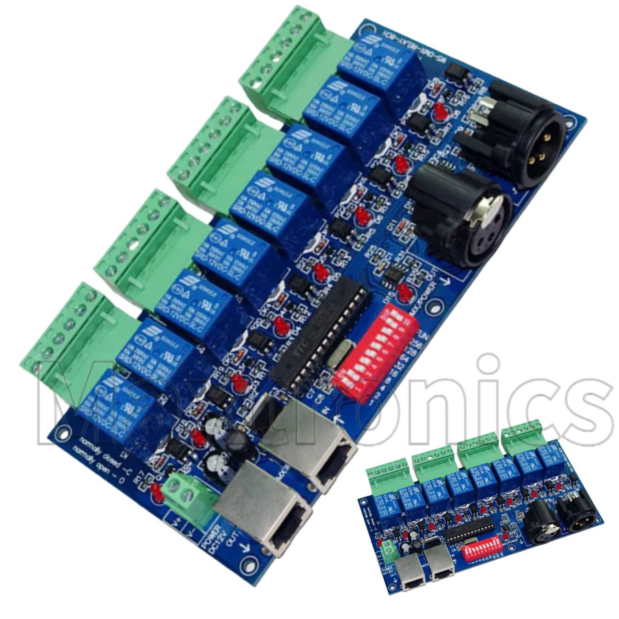 SAGE LU MEI 8 Kanal DMX512 Relais Schalter WS-DMX-RELAY-8CH mit 8 Weg Relais Steuerung für LED Lampen und Licht, Blau - Bild 4