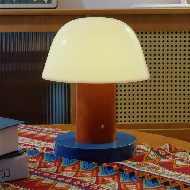 Topwinson Pilz Tischlampe mit LED und Touch-Funktion, USB wiederaufladbar, warmweißes Nachtlicht in Weiß - Bild 1