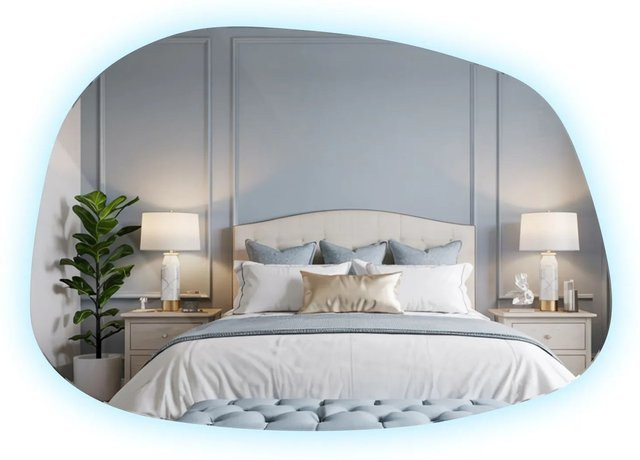 Wallfluent Beleuchteter Spiegel in moderner Bogenform mit LED-Licht, Schwarz, B/H: 30 x 60 cm - Bild 1