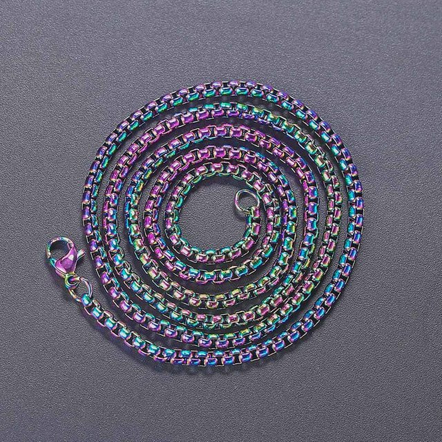 YULIN Halskette Regenbogen Cuban Link, 60cm, Unisex - Bild 1