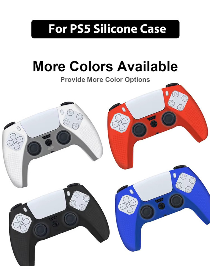 TECTINTER Silikon Schutzhülle für PS5 Controller mit Thumbstick Grip Caps in Blau und Multicolour - Bild 6
