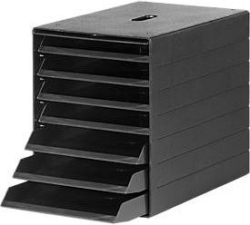 Schubladenbox Idealbox Plus aus Kunststoff mit 7 Schüben für DIN C4 in Schwarz - Bild 1