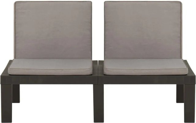 vidaXL Garten-Lounge-Bank aus Kunststoff mit Auflagen in Grau Anthrazit B/T/H: 130 x 70 x 65 cm - Bild 1