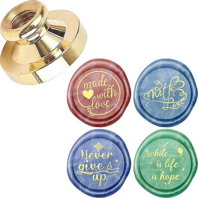 Retro Wachssiegelstempel aus Messing in Gold mit Holzgriff für DIY-Karten und Post-Dekorationen - Bild 1