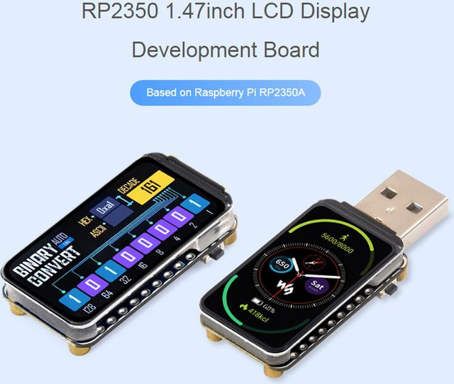 RP2350 Display-Entwicklungsplatine mit 1,47 Zoll, 262K Farben und 172 x 320 Pixeln basierend auf dem RP2350 Dual-Core Mikrocontroller - Bild 1