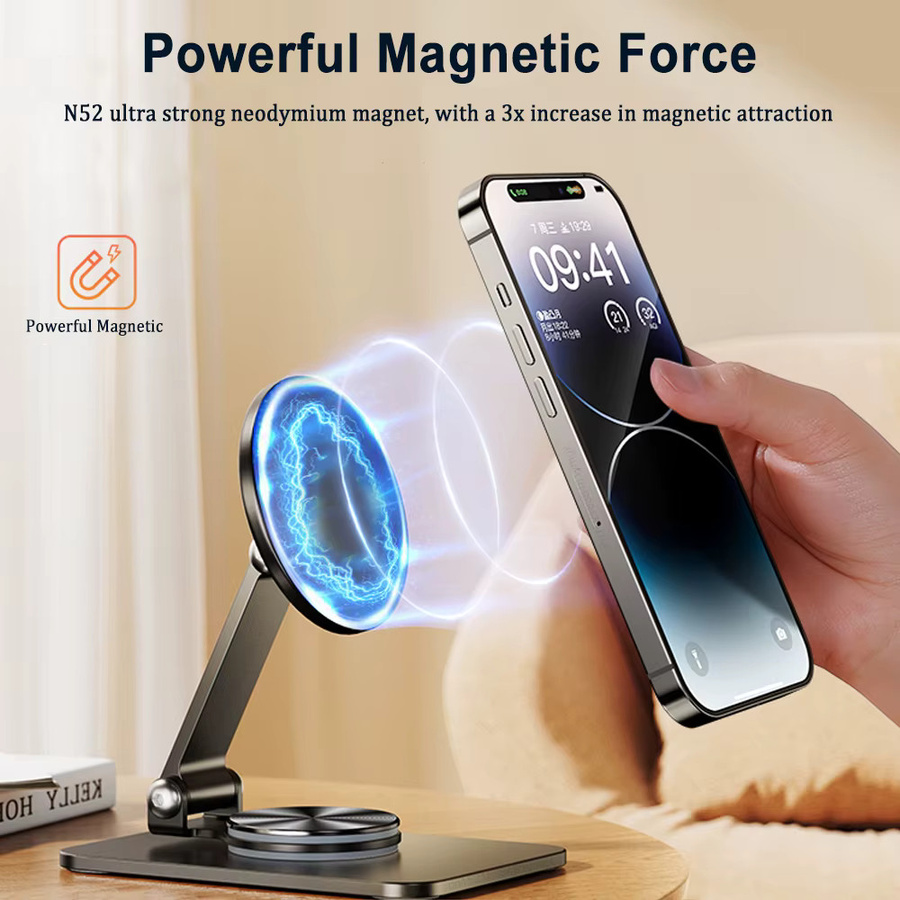 Magnetischer Telefonständer von ragee für Desktop, faltbarer Handyständer mit 360 Grad Rotation, Schwarz - Bild 2