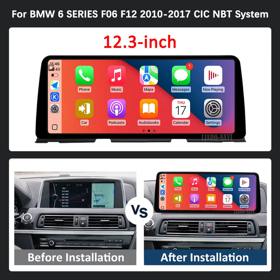 LIARO-NAVI Android Multimedia Player mit 12,3 Zoll Display für BMW 6er Serie F06 F12 (2010 - 2017) CIC NBT System, Farbe: Schwarz, inklusive GPS und CarPlay - Bild 6