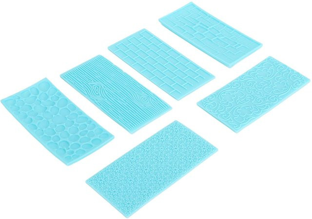 6er Set Igeteck Kuchenmusterformen aus Hartplastik zum Dekorieren von Fondant und Sugarcraft in Weiß und Blau - Bild 1