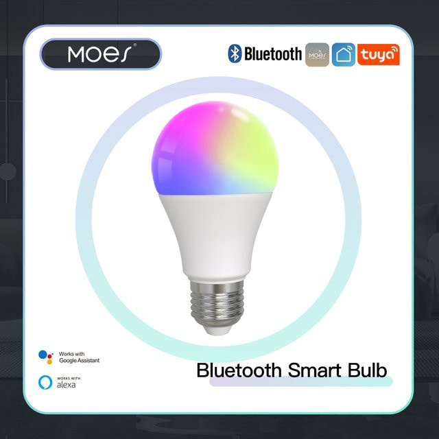 MOES Smart Bluetooth LED Lampe mit E27 Sockel, 9W, RGB Multicolour, dimmbar, kompatibel mit Tuya, Amazon Alexa und Google Assistant - Bild 1