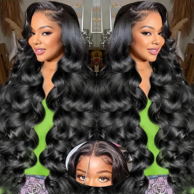 FIUMER Echthaarperücke, 13x6 Body Wave, Glueless, 200% Dichte - Bild 1