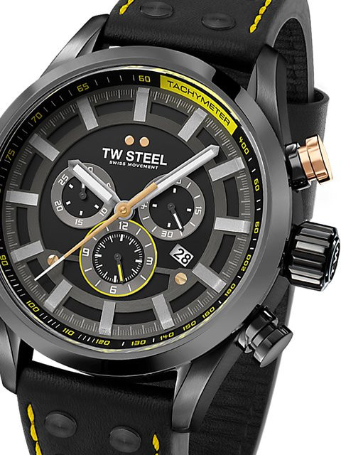 TW Steel Chronograph, Edelstahl, Quarz, 48 mm, Herren, Schwarz - Bild 1