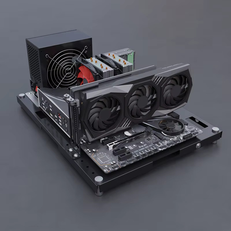 Open Frame Gaming Computer Gehäuse PC-Test Bench in Schwarz für ATX und MATX Motherboards - Bild 3