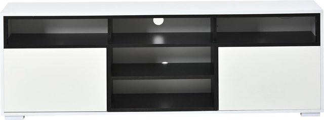 Modernes LED-TV-Lowboard in Weiß mit Hochglanz-Optik für dein Wohnzimmer, B/T/H: 150 x 35 x 50 cm - Bild 1