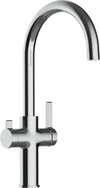 VIZIO Küchenarmatur mit 3-Wege-Niederdruck-Wasserhahn, verchromt, mit 360 Grad schwenkbarem U-Auslauf und Filterfunktion - Bild 1