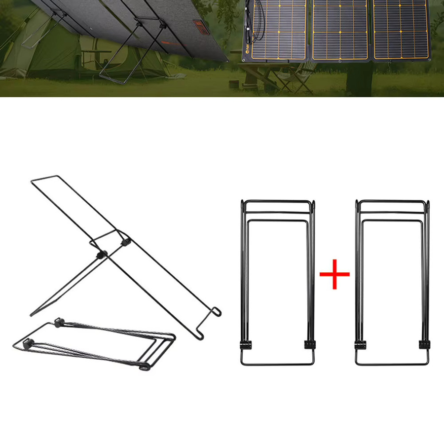 2 Stück Solarpanel-Befestigungshalterungen in Schwarz, neigungsverstellbar von 0 bis 60 Grad, tragbare und faltbare Halterungen für Solarplatten - Bild 2
