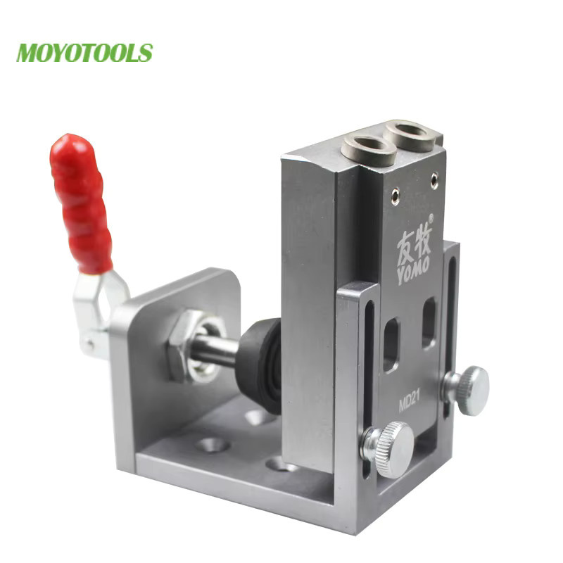 YOMO Pocket Hole Jig Locator mit Toggle Clamp und Schrittbohrer Set für die Holzbearbeitung in Silber - Bild 2