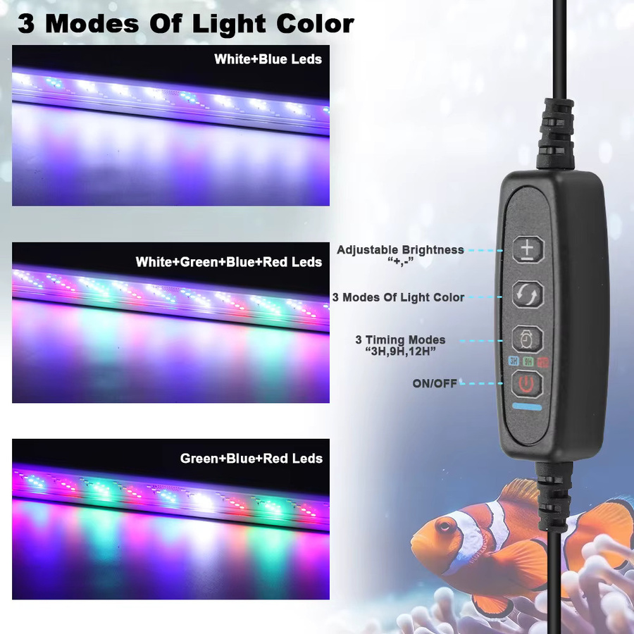 SEVEN MASTER USB LED-Aquariumleuchte in Weiß mit Timer und Dimmer, erweiterbare Clip-On-Wasserpflanzenleuchte für Fischbecken, Breite: 18 bis 71 cm - Bild 2