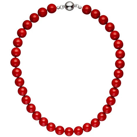 Colfem Halskette Muschelkern Perlen, rot, 45 cm, Unisex - Bild 1
