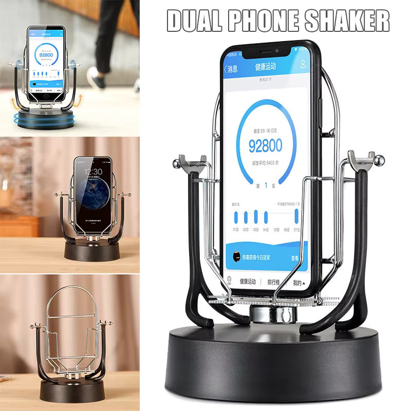 Automatischer Doppel-Smartphone-Halter mit Schaukel-Funktion für Schritt-Erarning, weiß - Bild 3