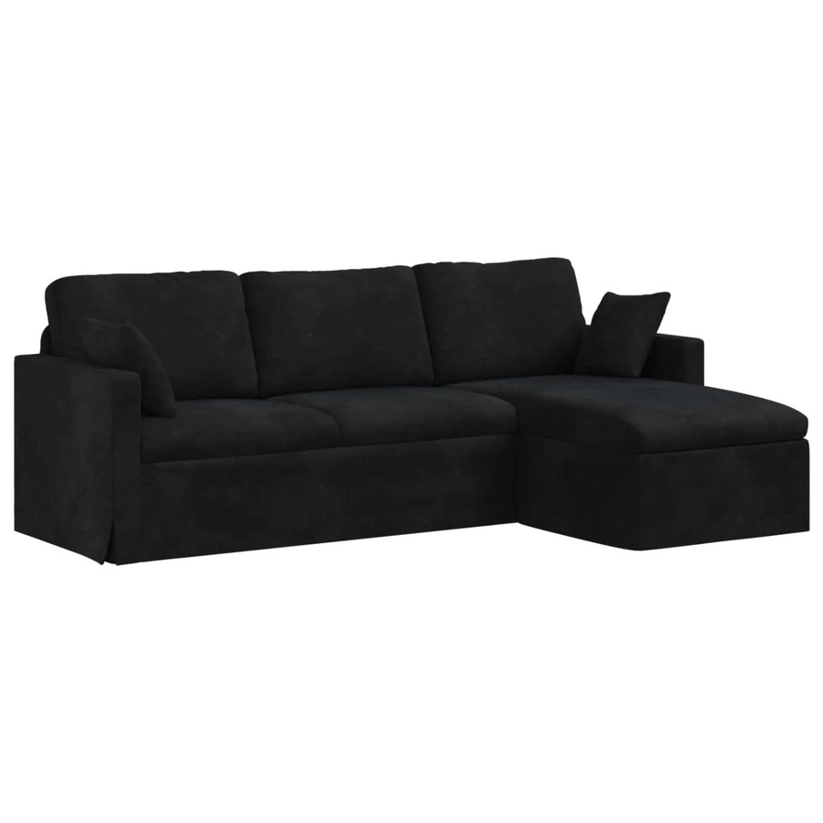 vidaXL Sofa in Schwarz aus Samt mit Metallrahmen, B/T/H: 198 x 134 x 80 cm - Bild 2