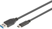 Digitus USB-A auf USB-C Anschlusskabel USB 3.2 Gen 1, Schwarz, 1,00 m - Bild 1