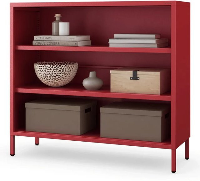 DELUKE Kommode Metall Offen LUCA in Rot mit 4 verstellbaren Ebenen, B/H/T: 90 x 90 x 35 cm - Bild 1