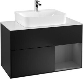 V&B Waschtischunterschrank Finion 100 in Anthrazit und Schwarz lackiert, Breite: 100 cm, Tiefe: 50,1 cm, Höhe: 50,1 cm - Bild 1