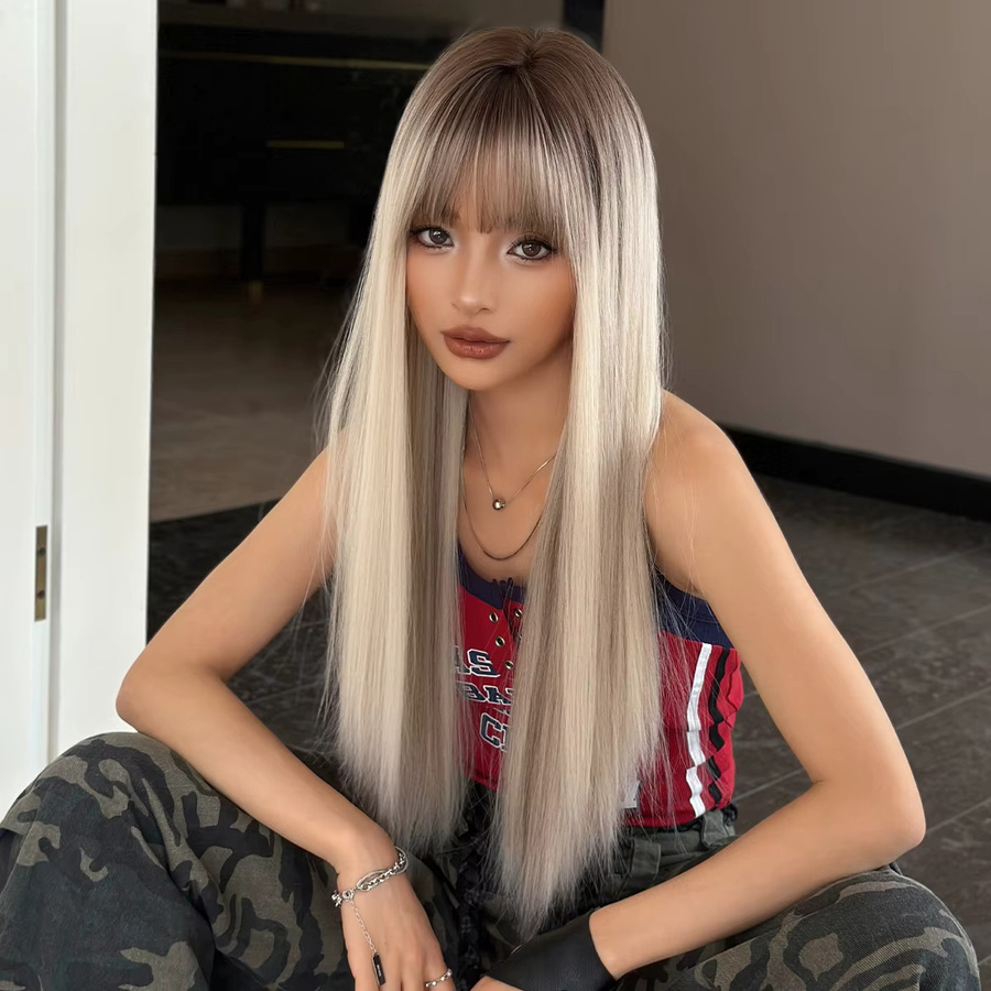7JHH WIGS Perücke, platinfarben, lang, gerade, Damen - Bild 2