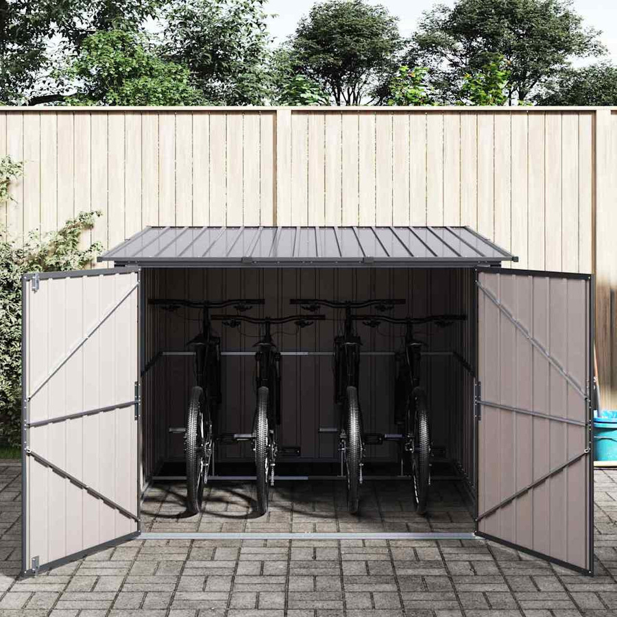 VD Home Furnishing Fahrradschuppen aus Metall in Anthrazit mit Doppeltür, B/T/H: 216 x 207 x 158 cm - Bild 4