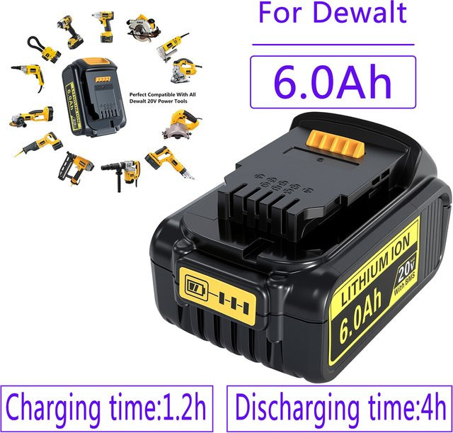 DeWalt Ersatz-Li-Ionen-Akku 6,0 Ah für MAX XR 18V Akku-Werkzeuge, Farbe: Schwarz - Bild 1