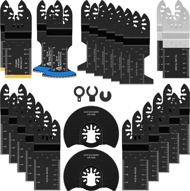 Toorise Multitool Oszillierende Sägeblatt Set aus Titan Bimetall für Holz und PVC, 8 oder 24 Stück - Bild 1